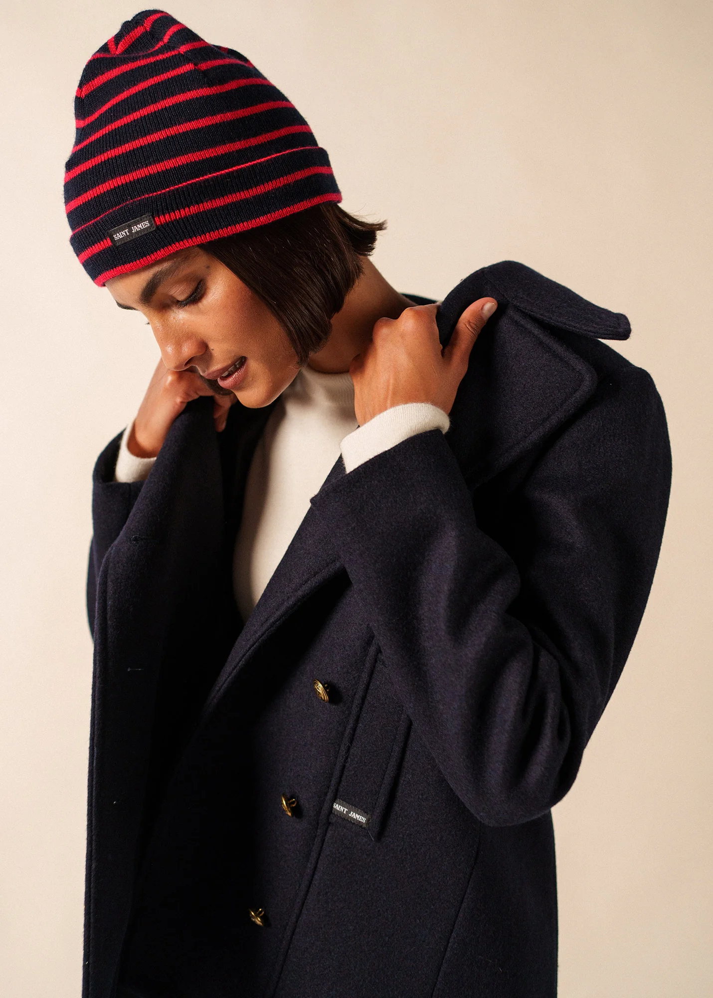 Bonnet marin Cartier - rayé (NAVY/TULIPE) - Image 3