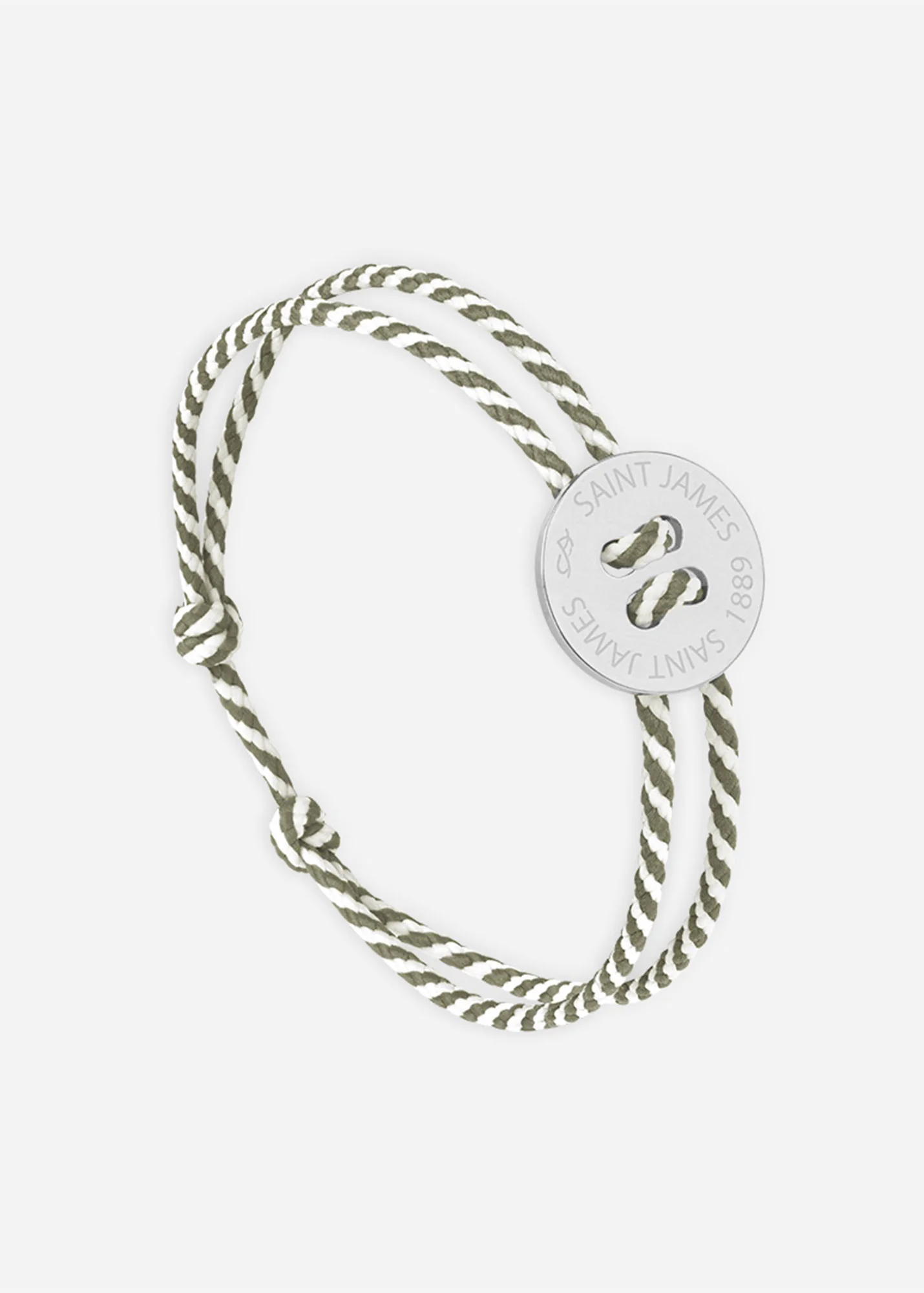 Bracelet Bouton x Le Vent à la Française (ARGENT/RAYE BLANC/KAKI)
