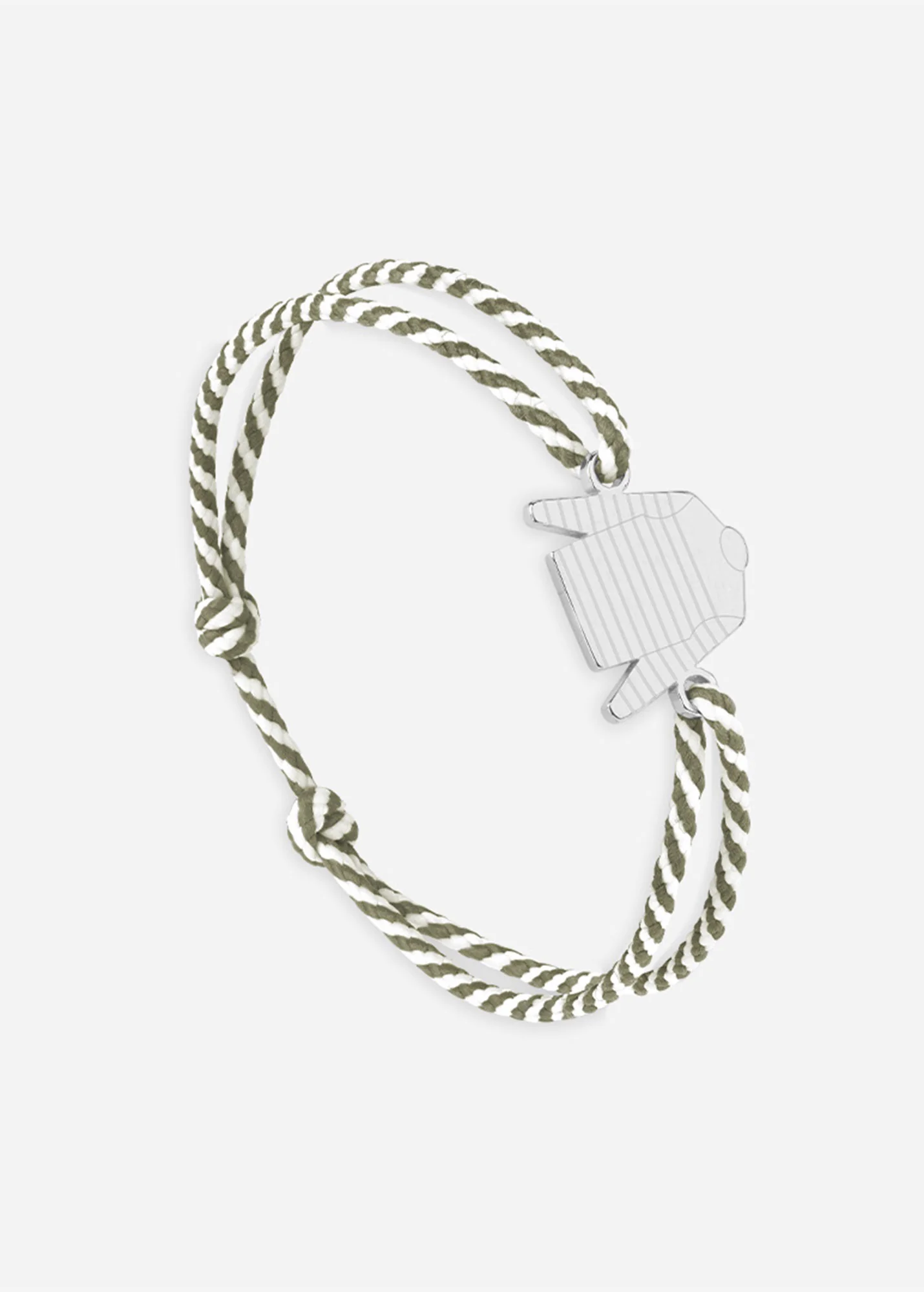 Bracelet Marinière x Le Vent à la Française (ARGENT/RAYE BLANC/KAKI)
