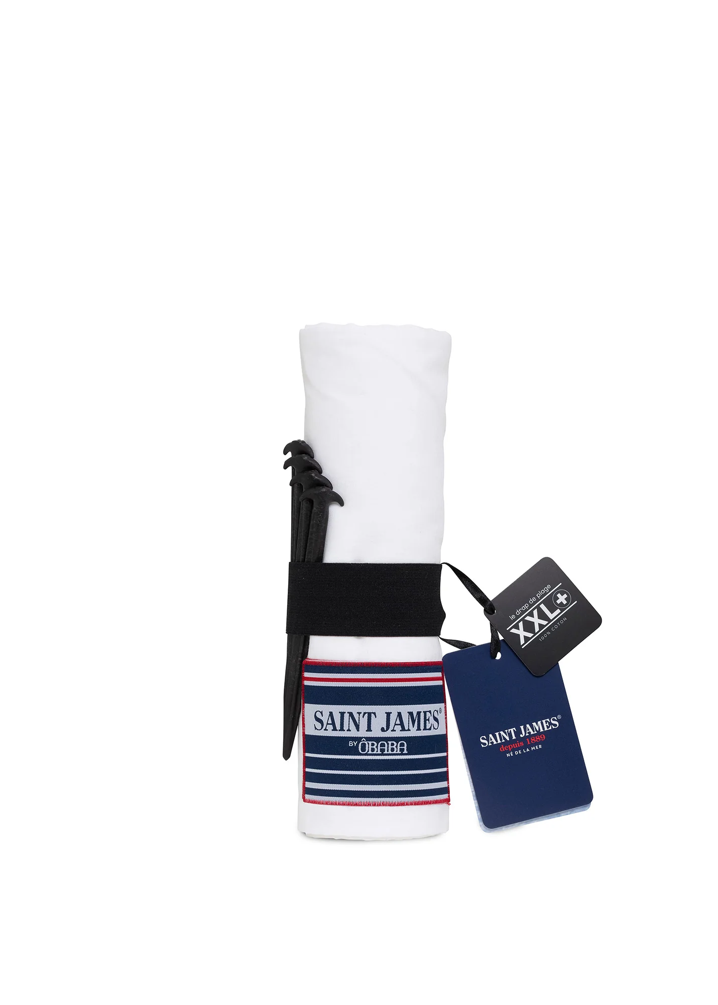 Drap de plage XXL+ en voile de coton léger - SAINT JAMES x ÔBABA (Blanc)