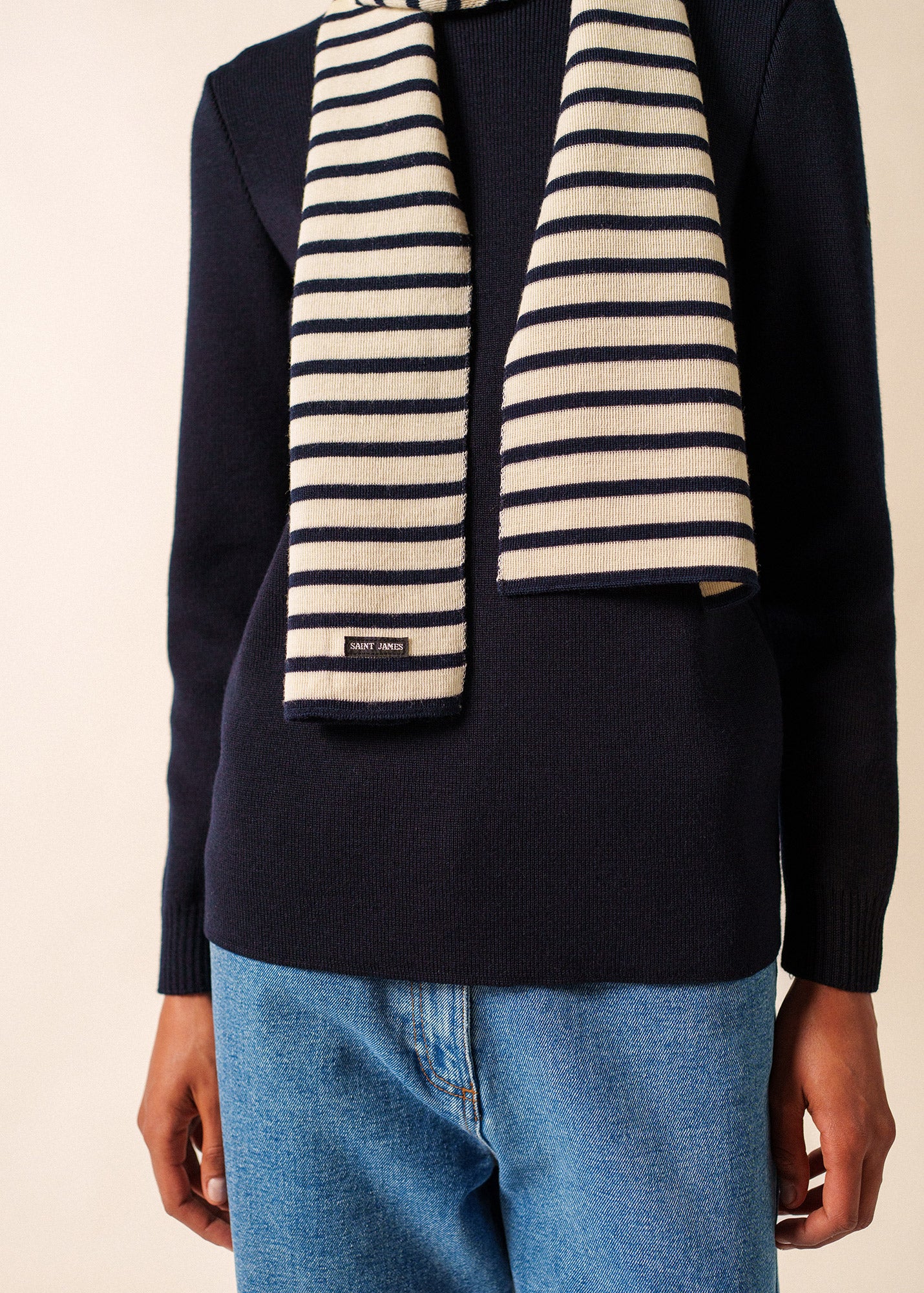 Echarpe rayée Scarf - en laine (ECRU/MARINE) - Image 5