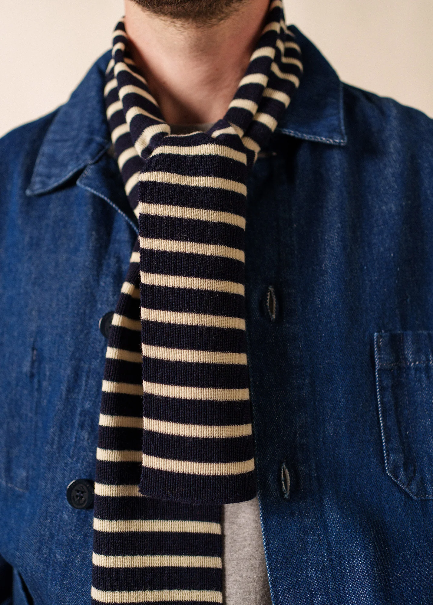Echarpe rayée Scarf - en laine (MARINE/ECRU) - Image 2