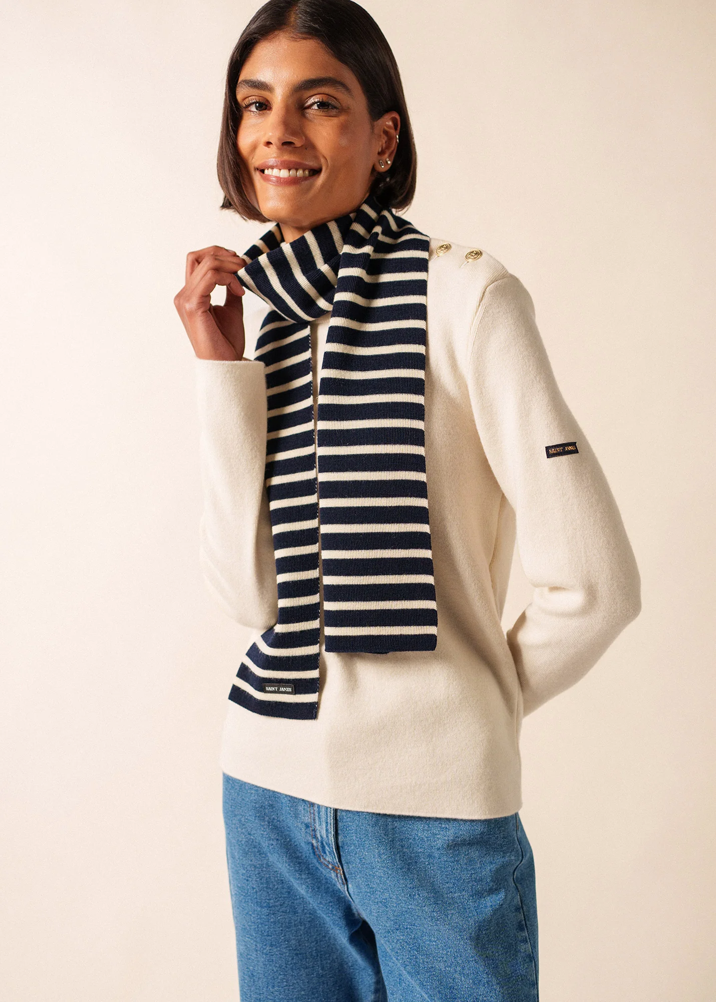 Echarpe rayée Scarf - en laine (MARINE/ECRU) - Image 3