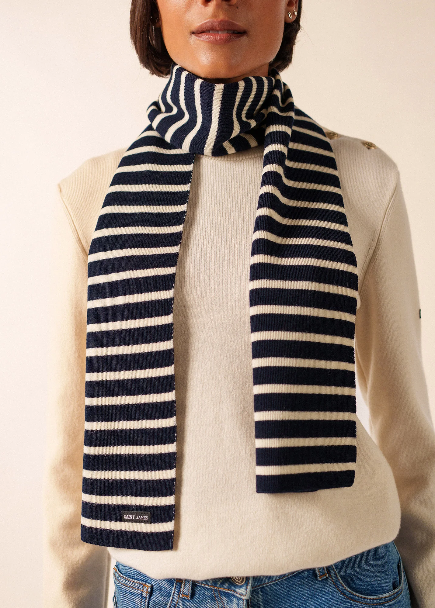 Echarpe rayée Scarf - en laine (MARINE/ECRU) - Image 4