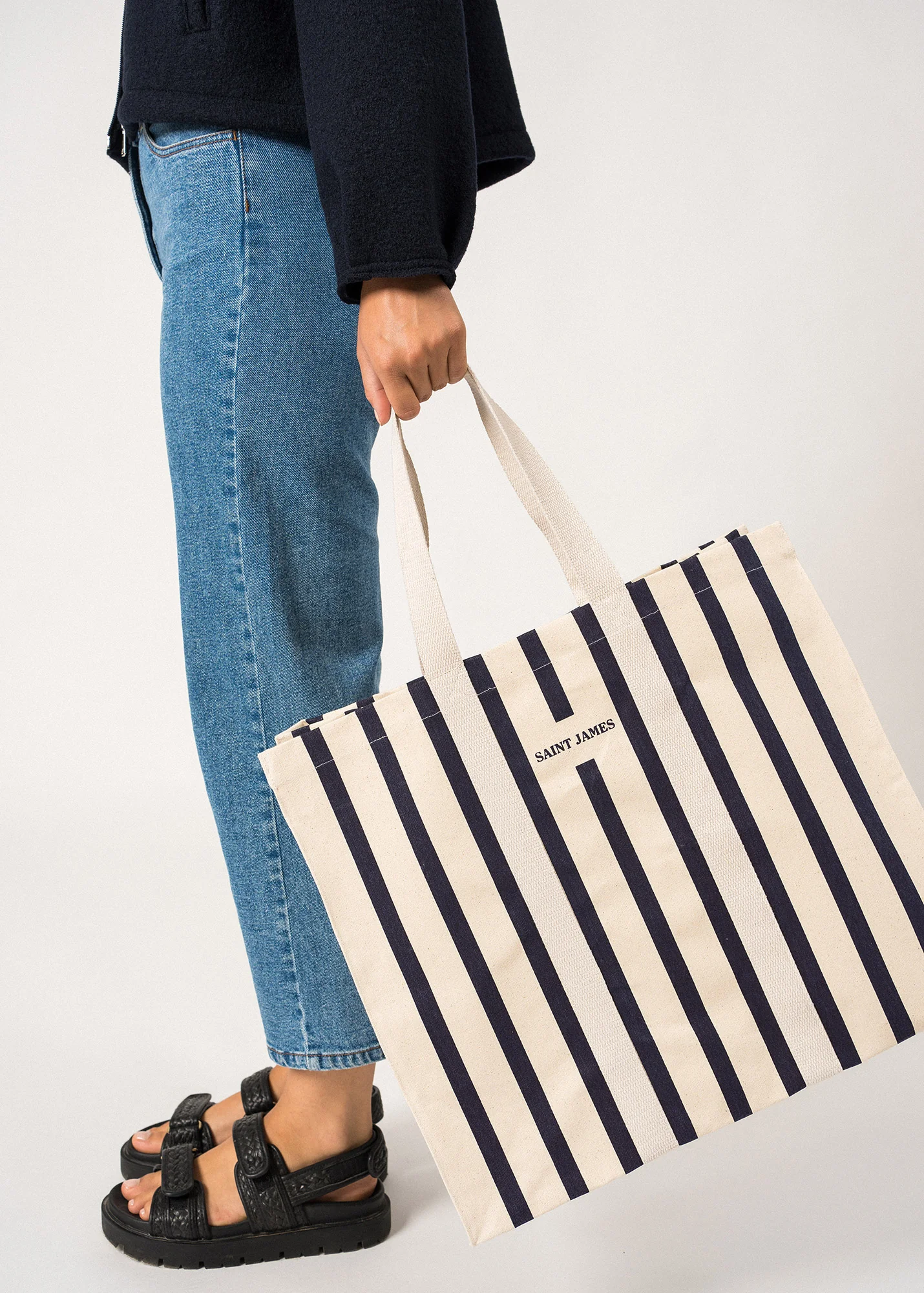 Grand sac cabas (ECRU/MARINE) - Image 3