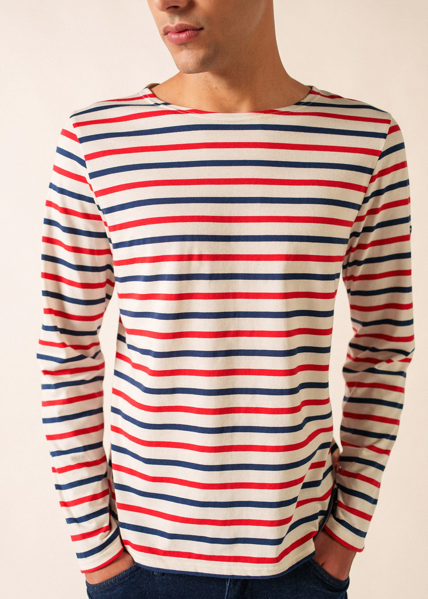 Marinière Minquiers tricolore (ECRU/MARINE/TULIPE) - Image 6