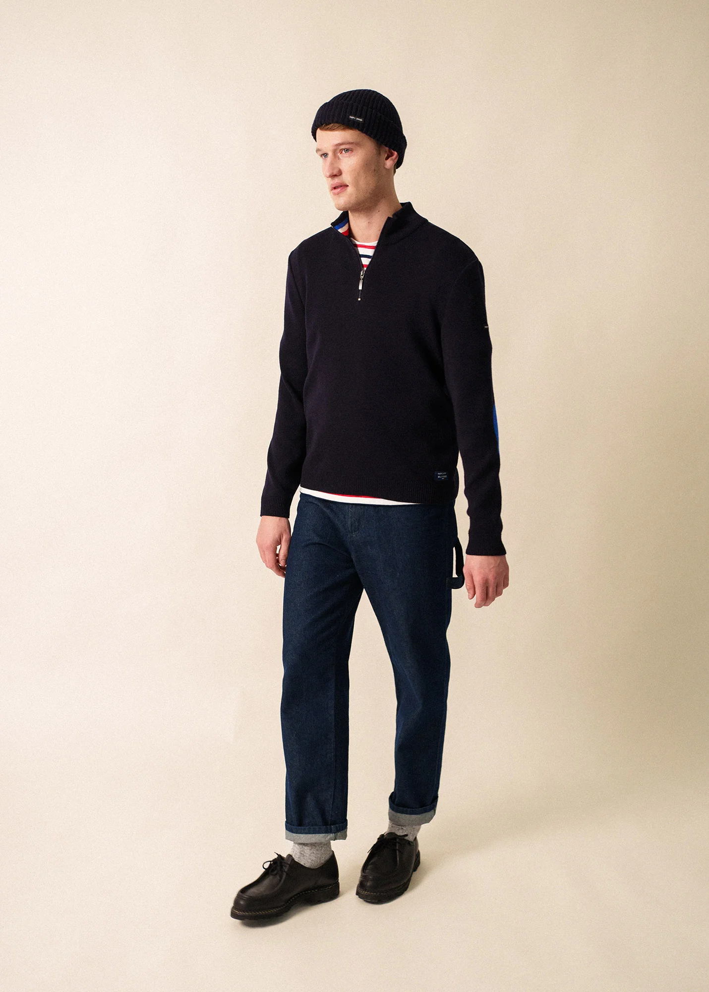 Pull à coudières x l'Elysée (NAVY/MULTICO)