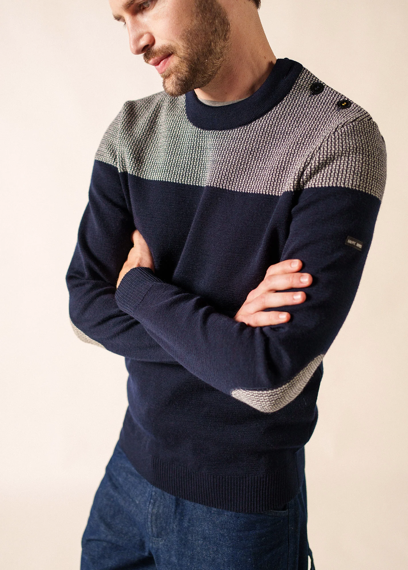 Pull marin Dinan bicolore (MARINE/ECRU) - Image 3
