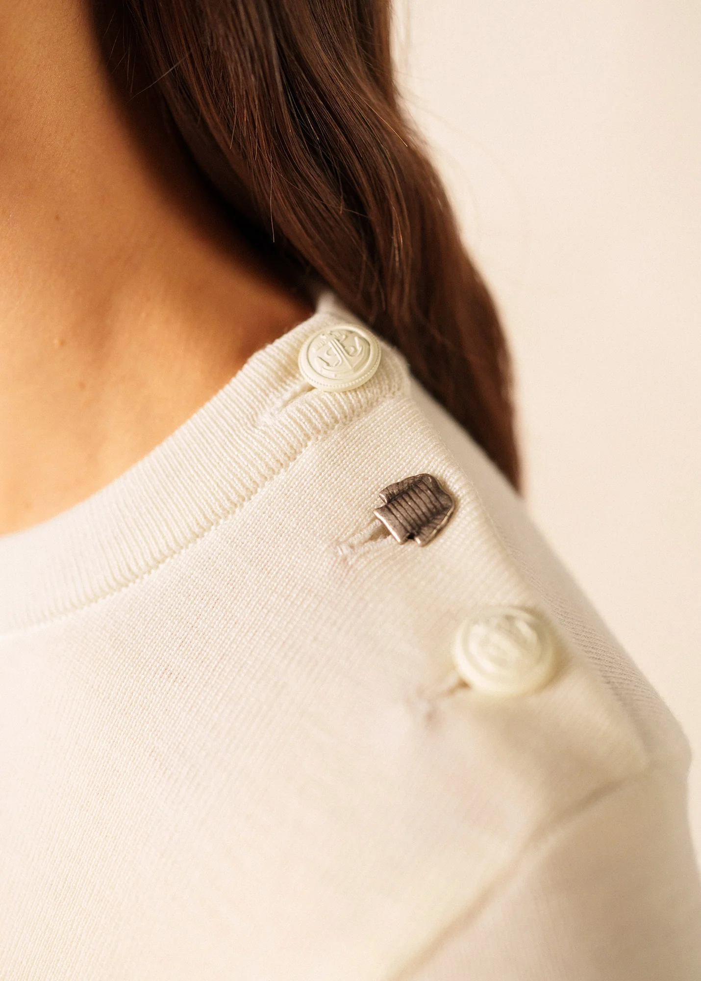 Pull marin rayé Brégançon - à coudières contrastées (BLANC/NAVY/NAVY) - Image 4