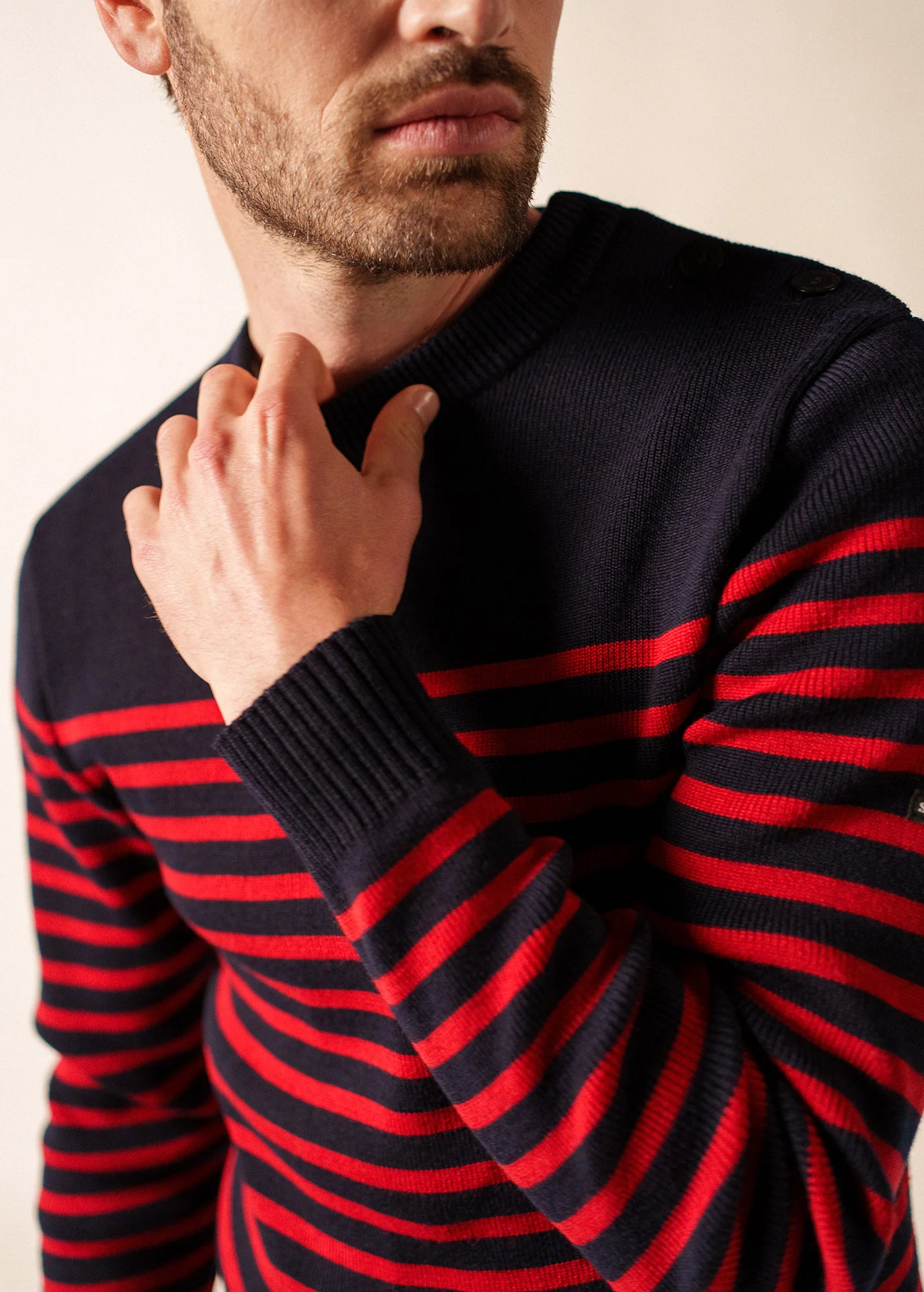 Pull marin rayé Rochefort - en laine mérinos (NAVY/MEDOC) - Image 4