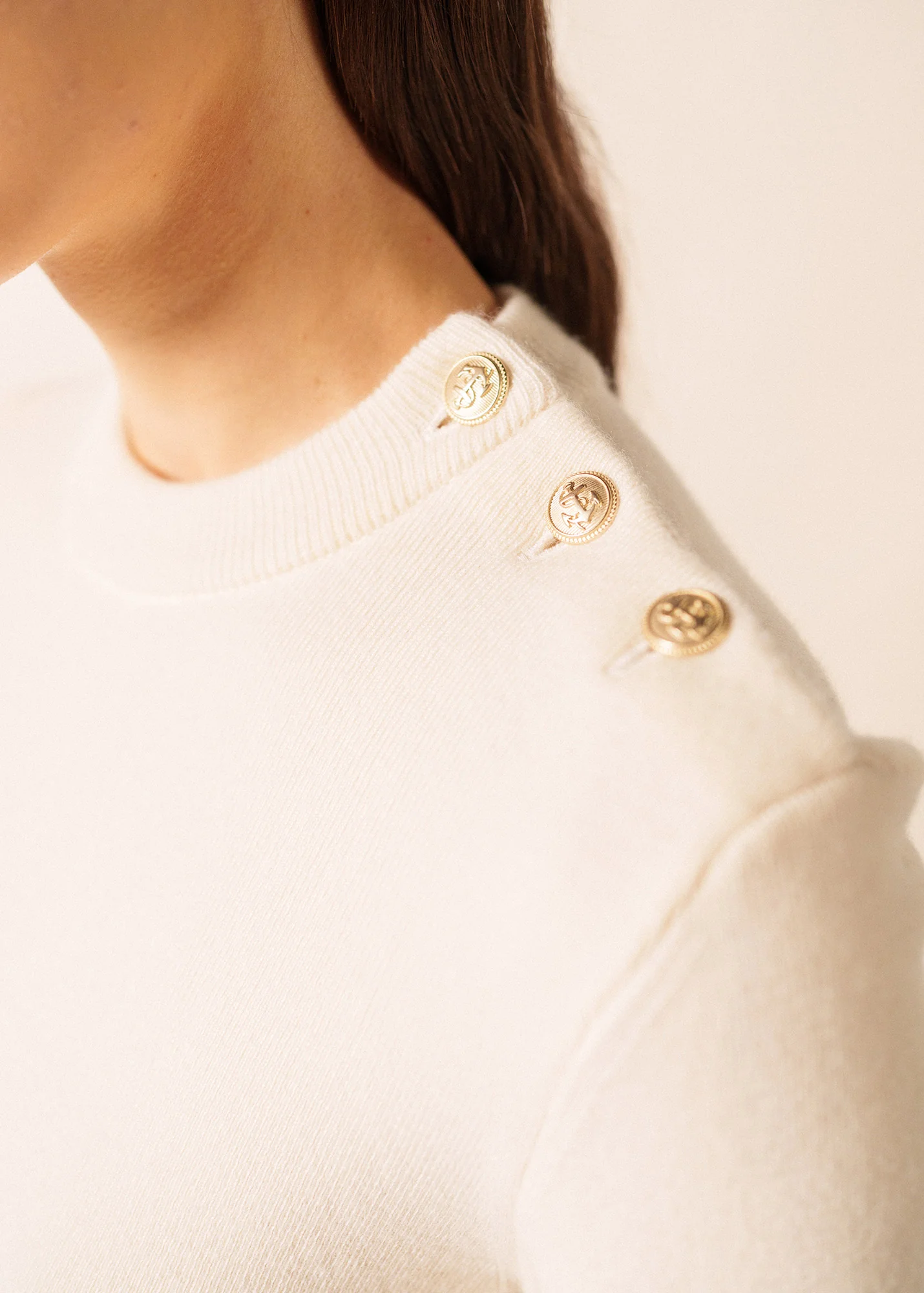 Pull marin uni Brégançon - en cachemire (ECUME) - Image 4