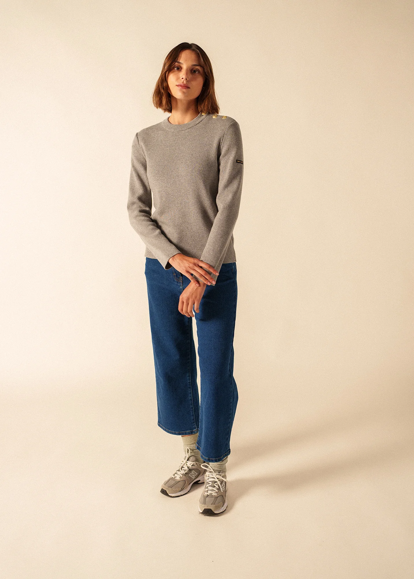 Pull marin uni Brégançon - en cachemire (GRIS CHINE) - Image 3