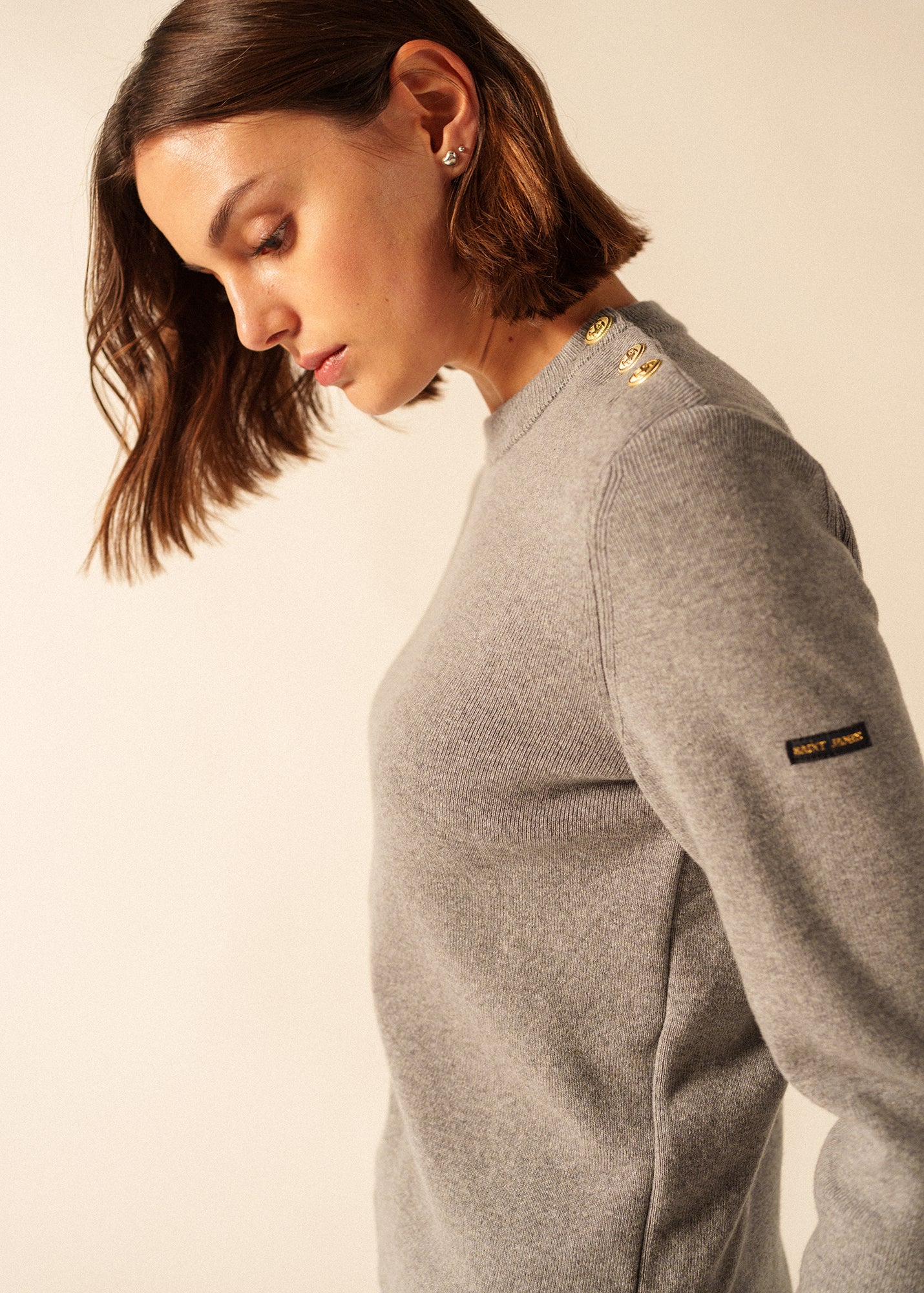 Pull marin uni Brégançon - en cachemire (GRIS CHINE) - Image 4