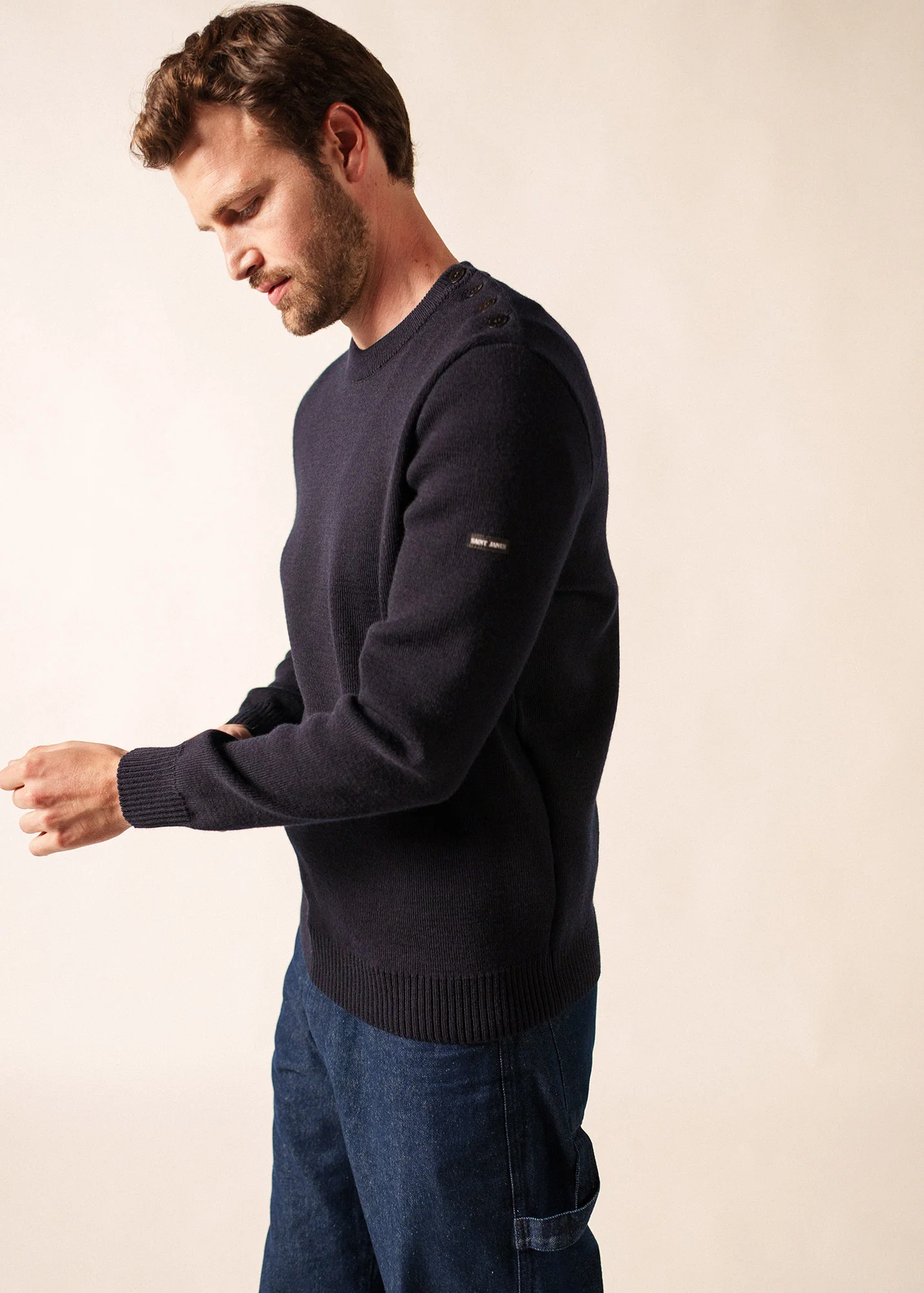 Pull marin uni Cancale - coupe confort (NAVY) - Image 3