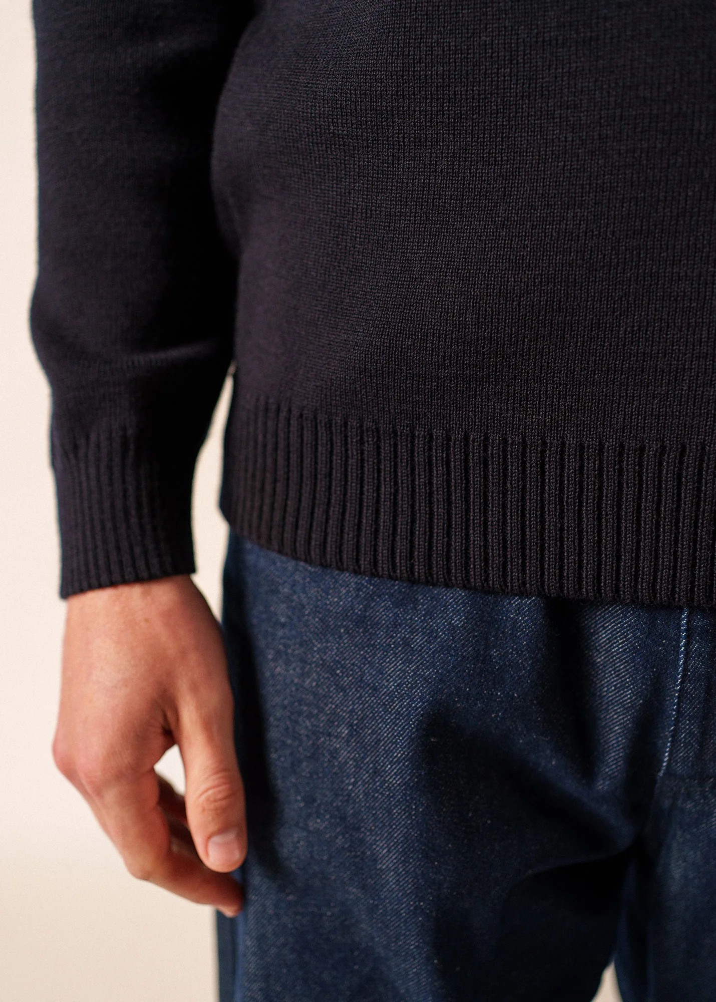 Pull marin uni Cancale - coupe confort (NAVY) - Image 5