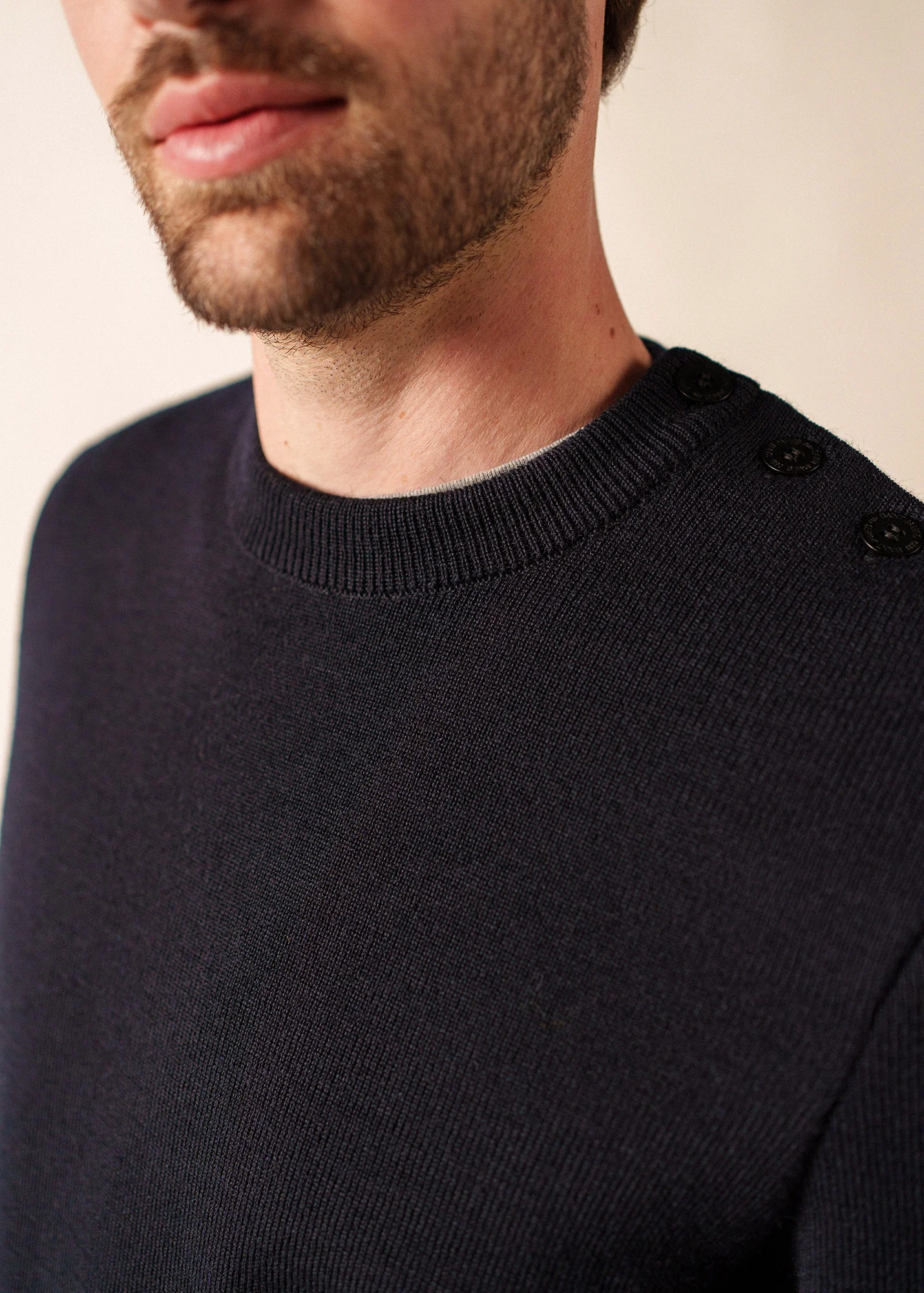 Pull marin uni Cancale - coupe confort (NAVY) - Image 6