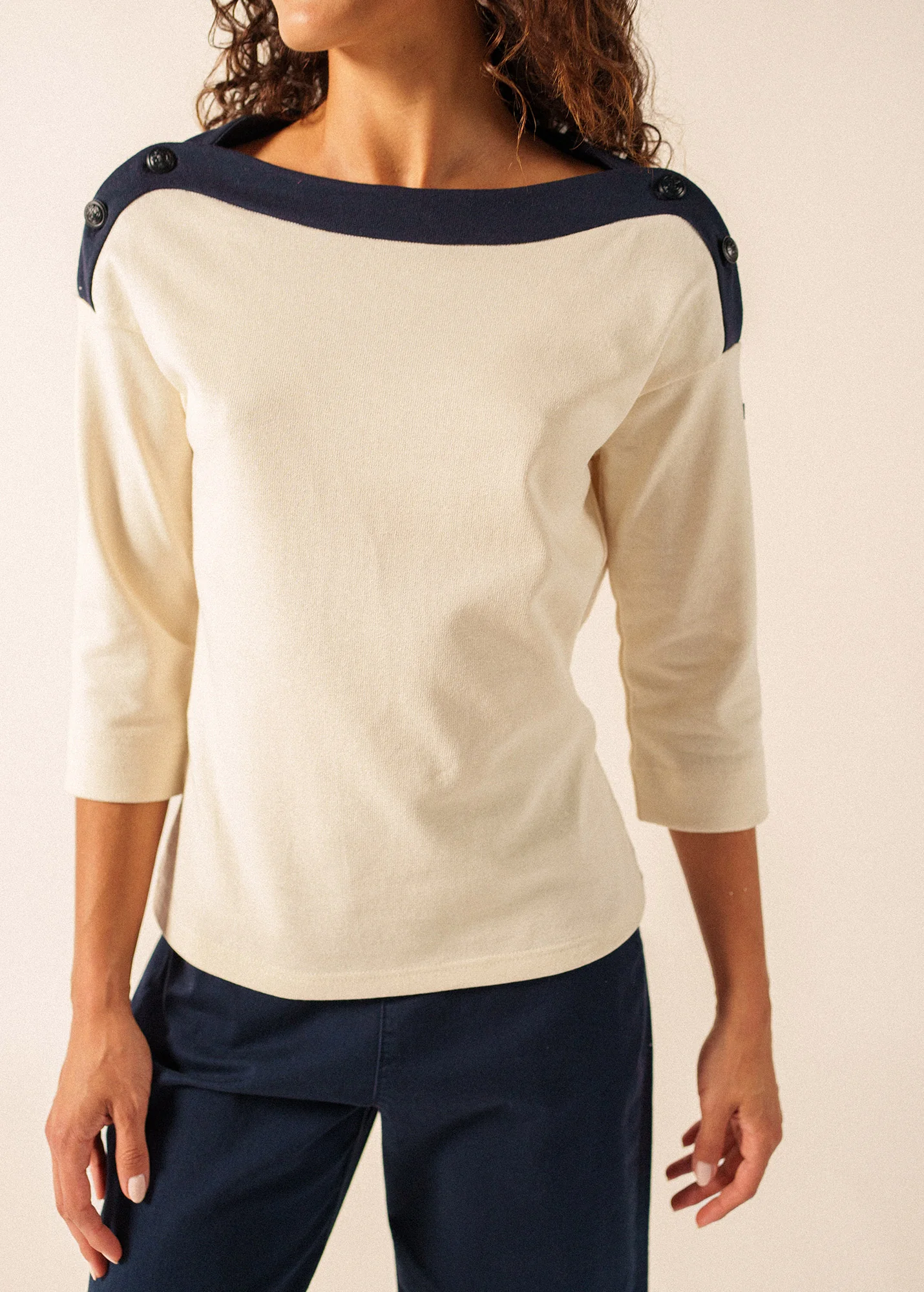 T-shirt Latsia x Isabelle Ballu (ECRU/NAVY) - Image 5