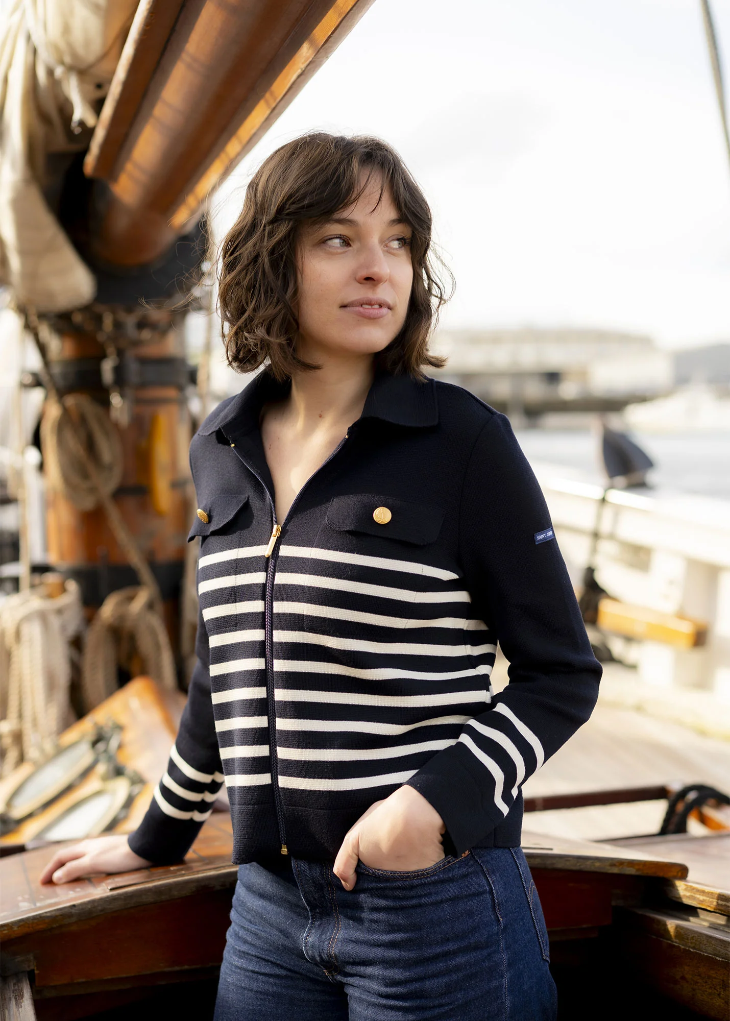 Veste Richelieu rayée x Marine nationale (NAVY/ECUME)